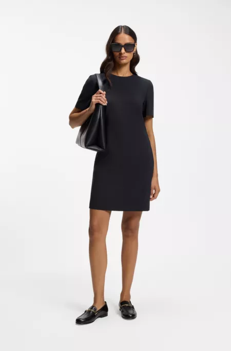Short-sleeved dress in Japanese crepe