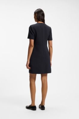 Short-sleeved dress in Japanese crepe, Dark Blue