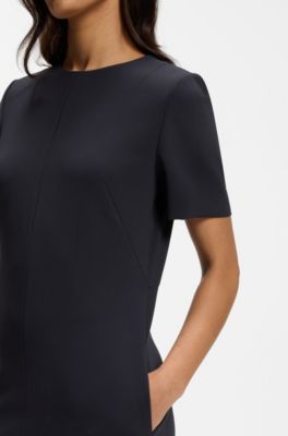 Short-sleeved dress in Japanese crepe, Dark Blue