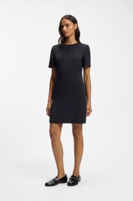 Short-sleeved dress in Japanese crepe, Dark Blue