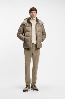 Water-repellent puffer jacket with adjustable hood, Light Brown