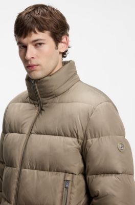 Water-repellent puffer jacket with adjustable hood, Light Brown