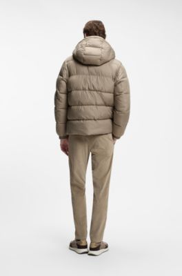 Water-repellent puffer jacket with adjustable hood, Light Brown
