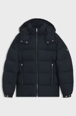 Water-repellent puffer jacket with adjustable hood, Dark Blue
