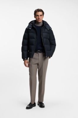 Water-repellent puffer jacket with adjustable hood, Dark Blue
