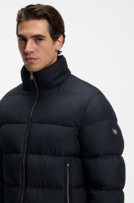 Water-repellent puffer jacket with adjustable hood, Dark Blue