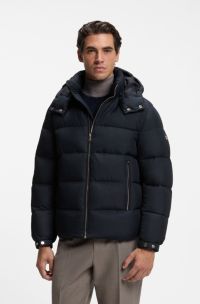 Water-repellent puffer jacket with adjustable hood, Dark Blue