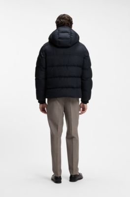 Water-repellent puffer jacket with adjustable hood, Dark Blue