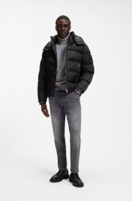 Water-repellent padded jacket with micro-monogram jacquard, Black