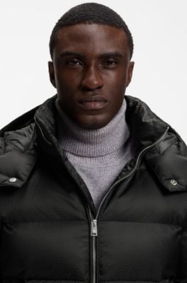 Water-repellent padded jacket with micro-monogram jacquard, Black