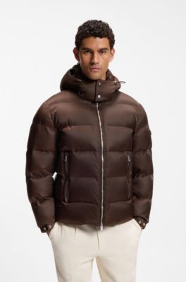 Water-repellent padded jacket with micro-monogram jacquard, Dark Brown