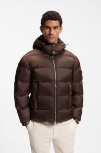 Water-repellent padded jacket with micro-monogram jacquard, Dark Brown