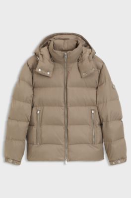 Water-repellent padded jacket with micro-monogram jacquard, Light Brown