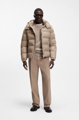 Water-repellent padded jacket with micro-monogram jacquard, Light Brown