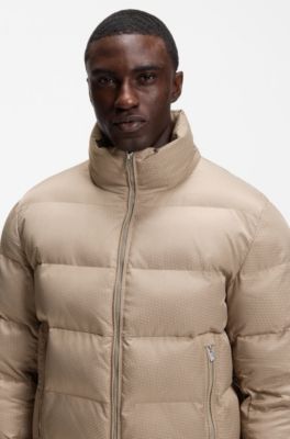 Water-repellent padded jacket with micro-monogram jacquard, Light Brown