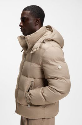 Water-repellent padded jacket with micro-monogram jacquard, Light Brown