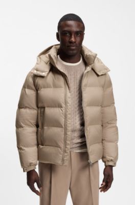 Water-repellent padded jacket with micro-monogram jacquard, Light Brown
