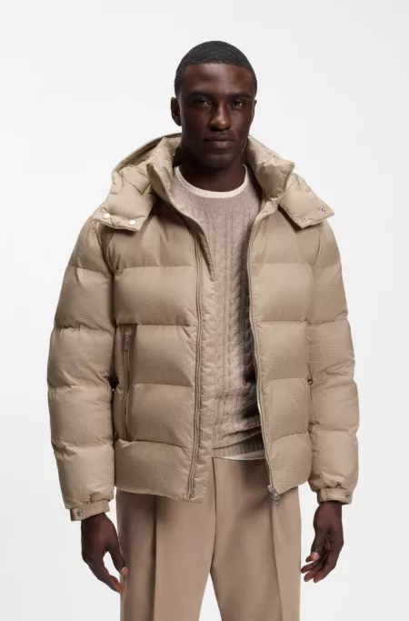 Wasserabweisende wattierte Jacke mit Jacquard-Mikro-Monogrammen