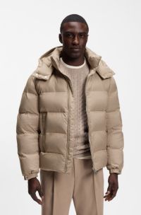 Water-repellent padded jacket with micro-monogram jacquard, Light Brown