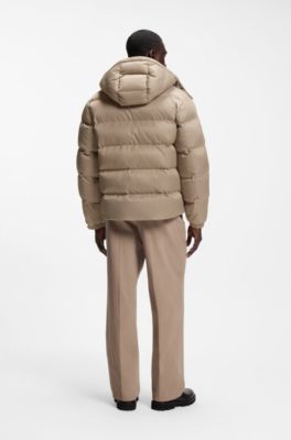 Water-repellent padded jacket with micro-monogram jacquard, Light Brown
