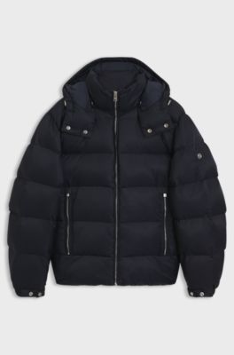 Water-repellent padded jacket with micro-monogram jacquard, Dark Blue