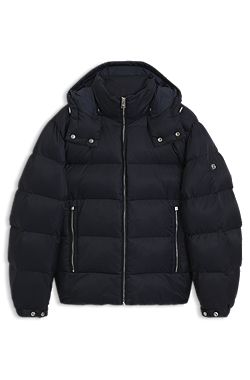 Water-repellent padded jacket with micro-monogram jacquard