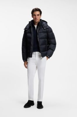 Water-repellent padded jacket with micro-monogram jacquard, Dark Blue