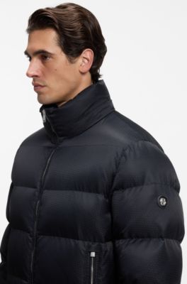 Water-repellent padded jacket with micro-monogram jacquard, Dark Blue