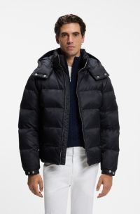 Water-repellent padded jacket with micro-monogram jacquard, Dark Blue