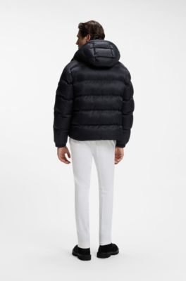 Water-repellent padded jacket with micro-monogram jacquard, Dark Blue