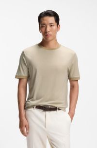 Luxe reis-T-shirt van wol met FK-kraag, Lichtbeige