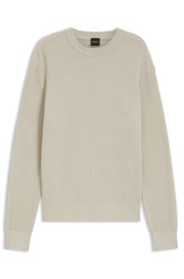 Boss Cotton-blend sweater with ribbed knit stickade tröjor herr – bild 4