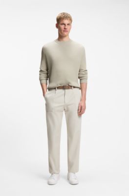 Pullover aus Baumwoll-Mix mit Rippstrick, Hellbeige