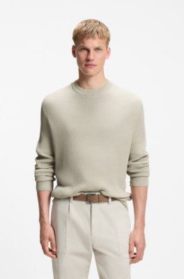 Cotton-blend sweater with ribbed knit