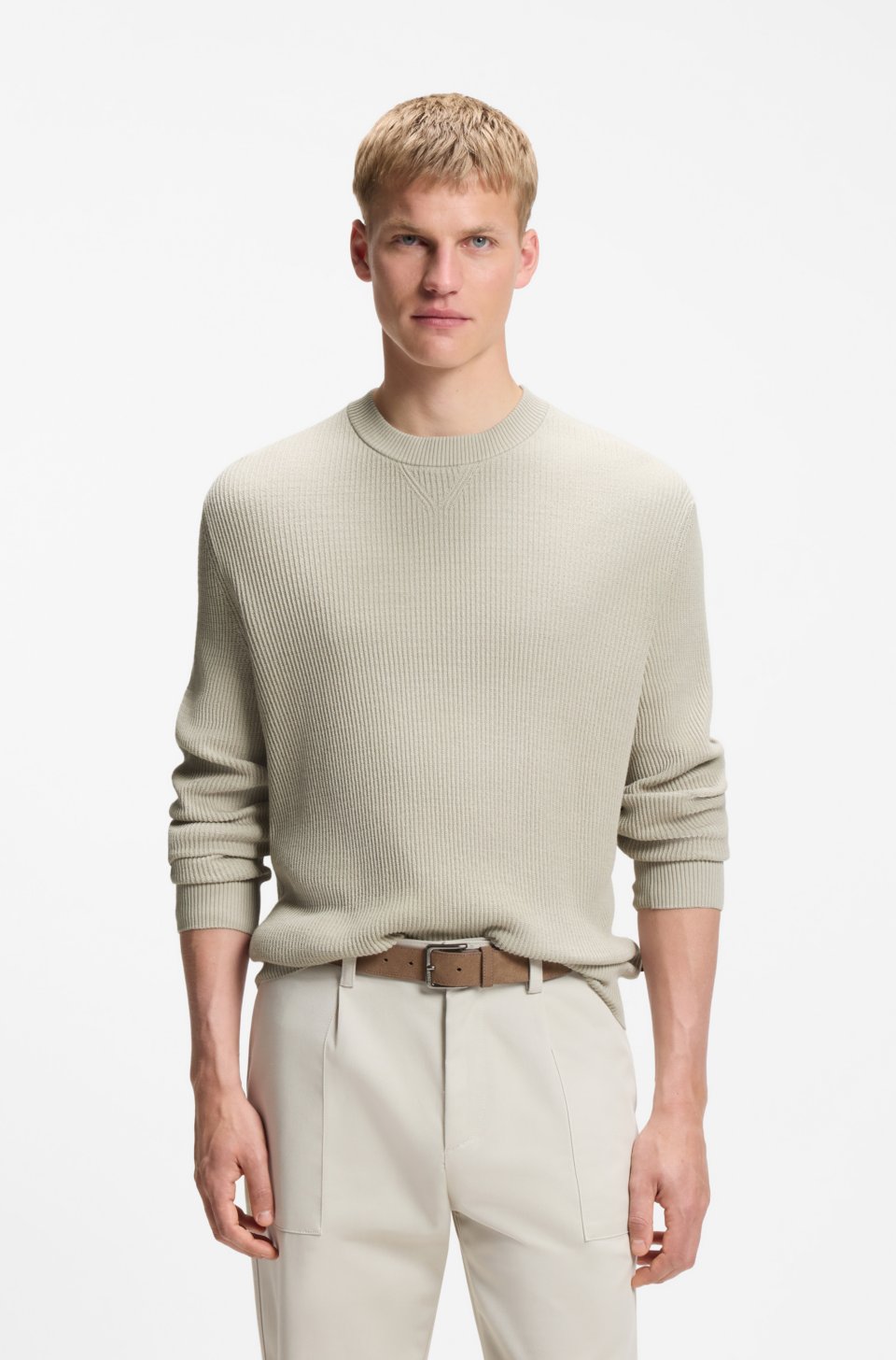 Cotton-blend sweater with ribbed knit