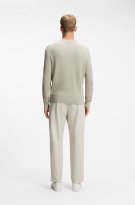 Pullover aus Baumwoll-Mix mit Rippstrick, Hellbeige