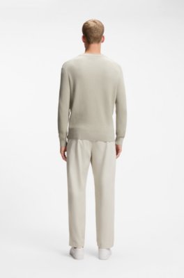 Boss Cotton-blend sweater with ribbed knit stickade tröjor herr – bild 3