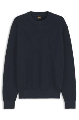 Boss Cotton-blend sweater with ribbed knit stickade tröjor herr – bild 4