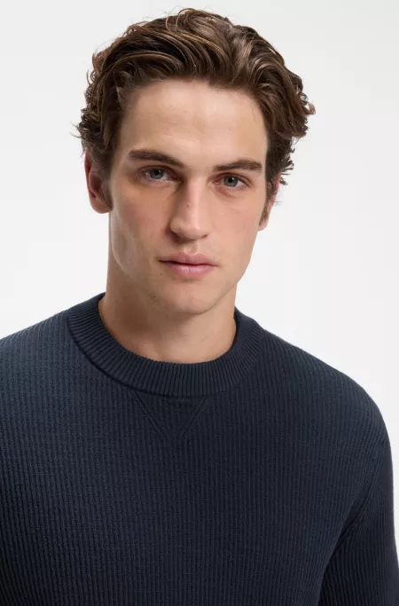 Cotton-blend sweater with ribbed knit