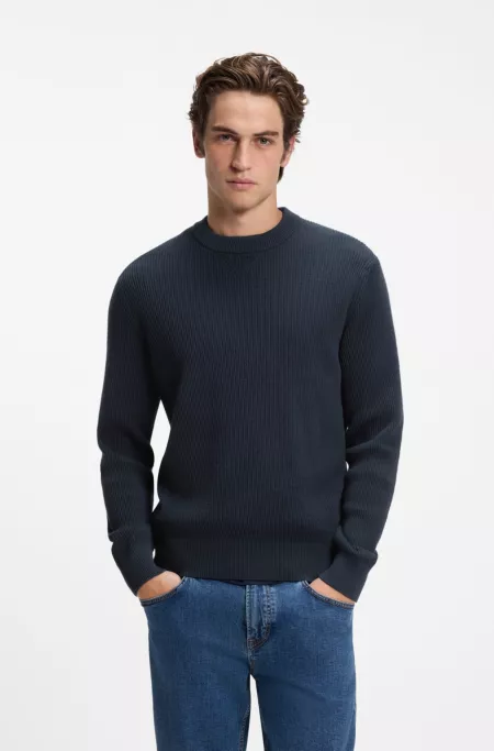 Cotton-blend sweater with ribbed knit