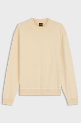 Cotton sweater with ribbed side seams, Light Orange