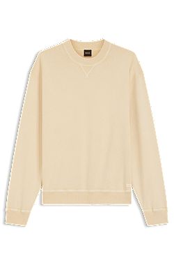 Cotton sweater with ribbed side seams