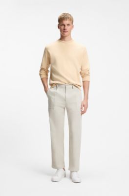 Cotton sweater with ribbed side seams, Light Orange