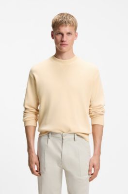 Cotton sweater with ribbed side seams, Light Orange