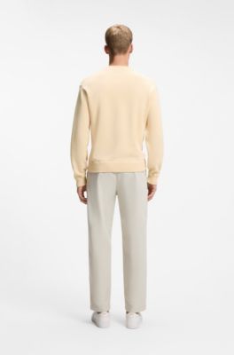 Cotton sweater with ribbed side seams, Light Orange