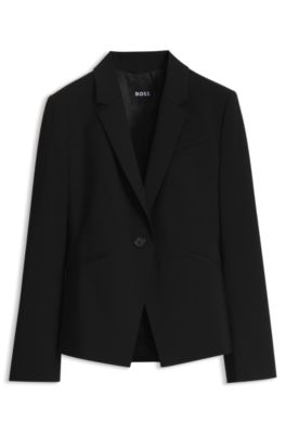Slim-fit blazer in Italian virgin wool, Black