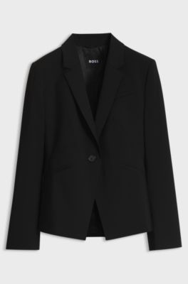 Slim-fit blazer in Italian virgin wool, Black