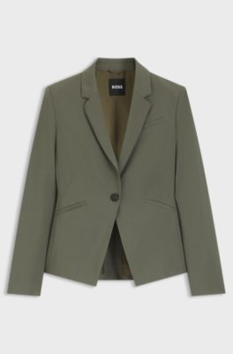 Slim-fit blazer in Italian virgin wool, Dark Green