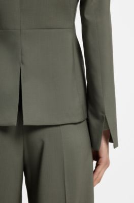 Slim-fit blazer in Italian virgin wool, Dark Green