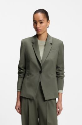 Slim-fit blazer in Italian virgin wool, Dark Green